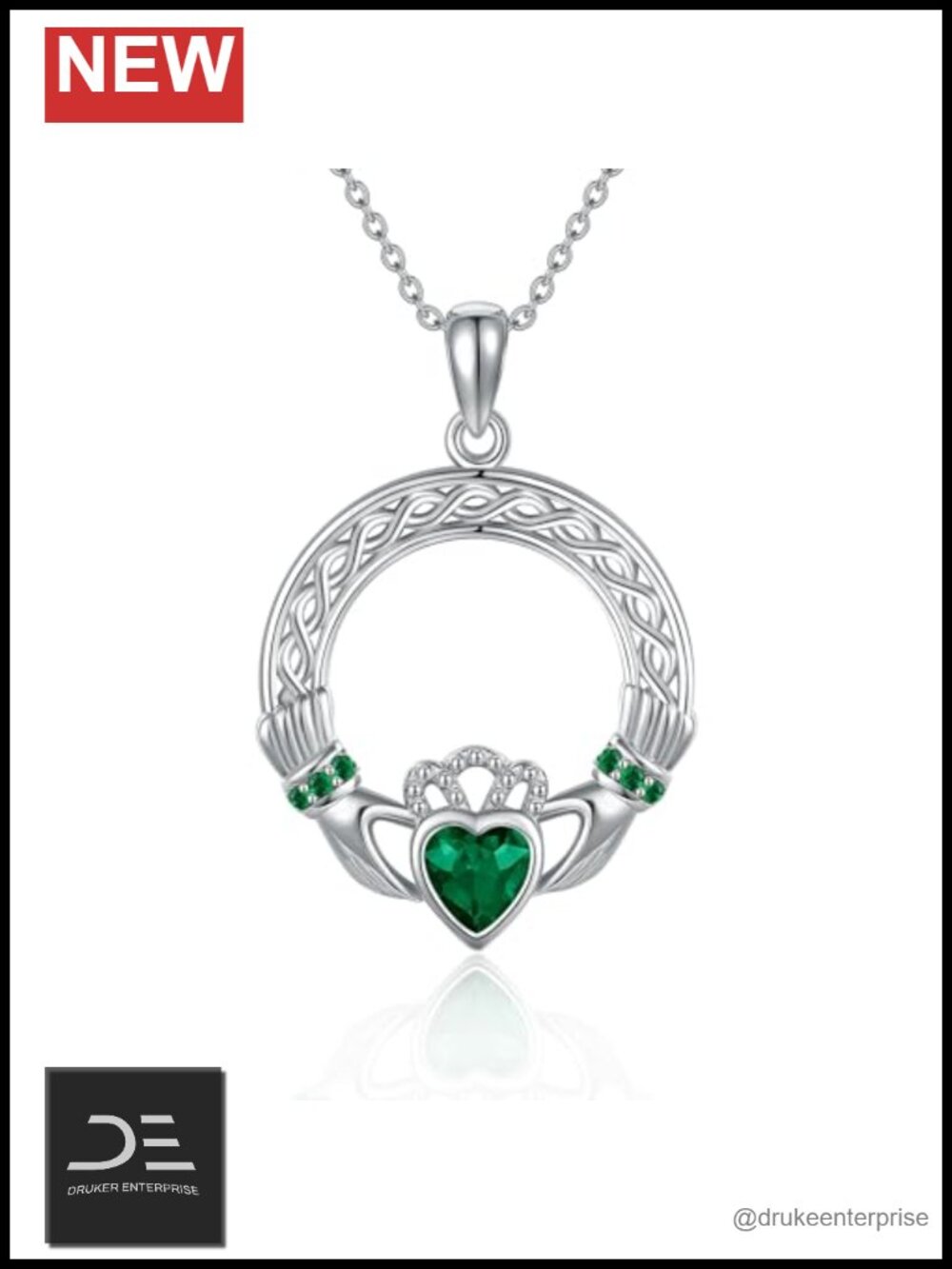 925 Sterling Silver Claddagh Pendant Necklace Irish Celtic Jewelry Gift for